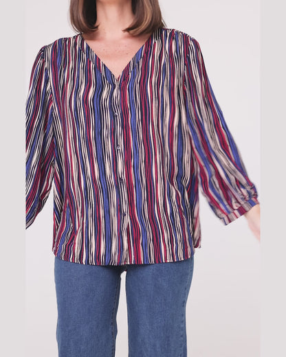 Alarna Blouse - Navy Multi