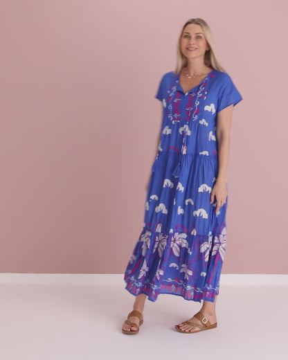 Zola V Neck Dress – Seaside Blue