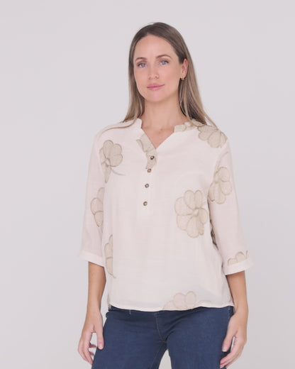Marli Top - Cream/Gold Petal