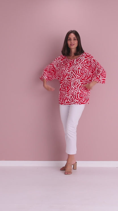 Summer Ease Top - Red/White Swirl