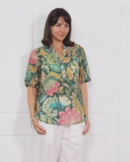 Bellamy Top - Green Floral