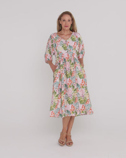 Sabina Dress - Queen Palm Tropical