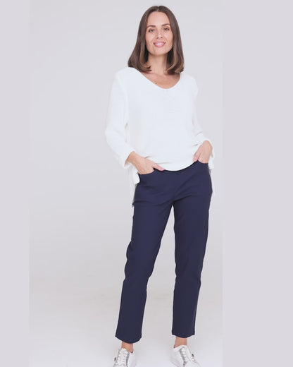 Dana Bengaline Capri Pants - Navy