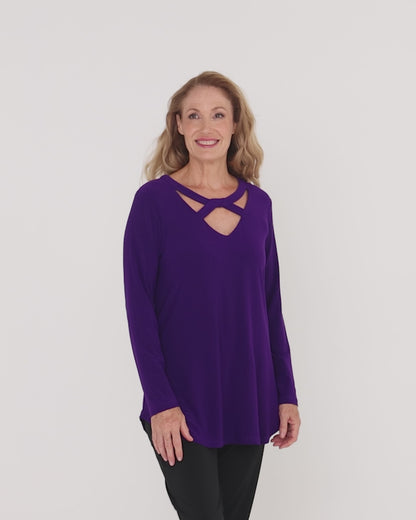 Willow Cross-Neck Comfort Top - Purple