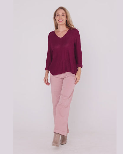 Emmy Cotton Knit Jumper - Plum