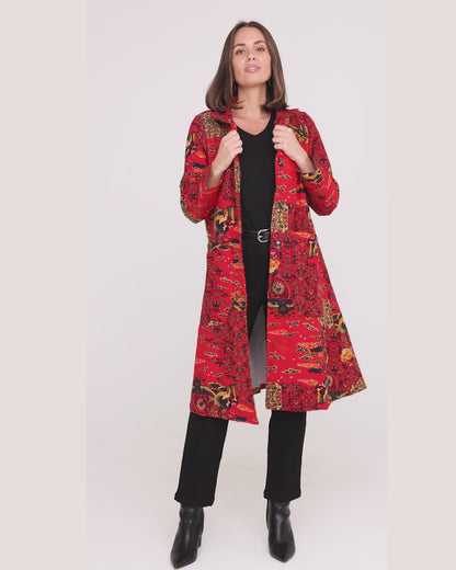 Carlton L/S Fleece Lined Coat - Sakura Print