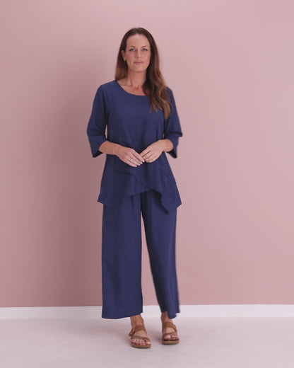 Aiko Linen Pants - Denim Blue