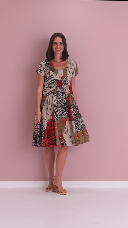 Emery Dress - Khaki Floral