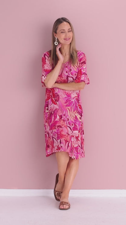 Jessica Sleeved Dress - Pink Floral