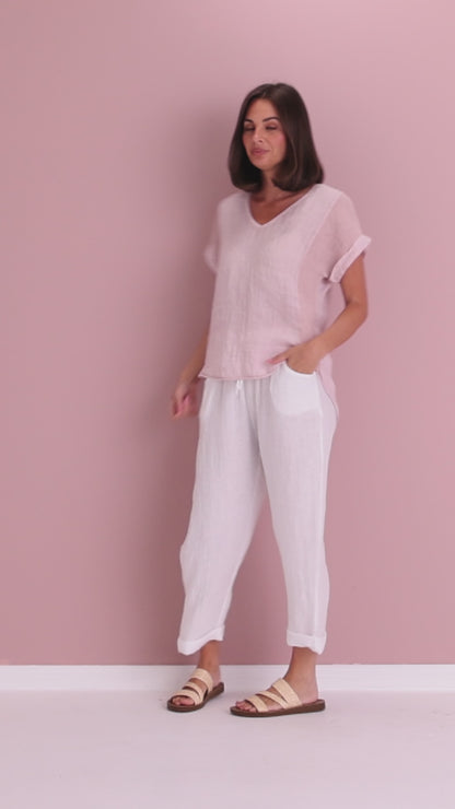 Raquel Linen Top - Rosa Blush