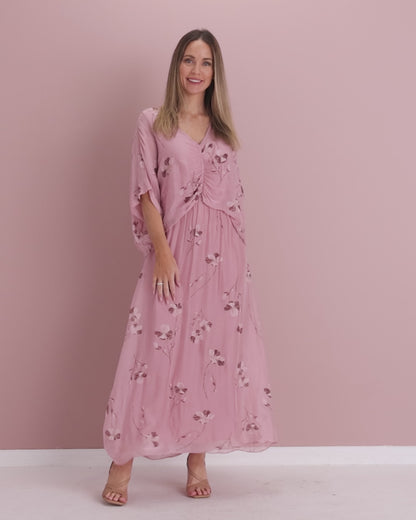 Dianne Silk Dress - Rosa Blossom