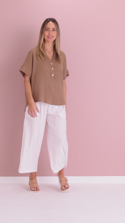 Gracie Cotton Muslin Top - Bark