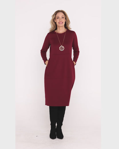 Rita Pocket Dress - Burgundy