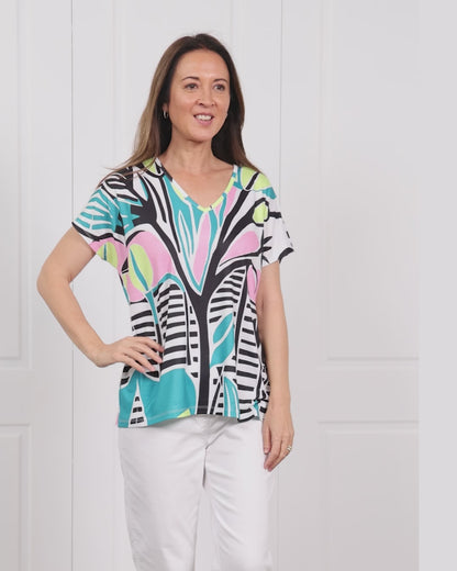 Finlee Top - Aqua Flower
