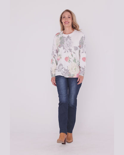 Mabel Knit - Floral Garden White