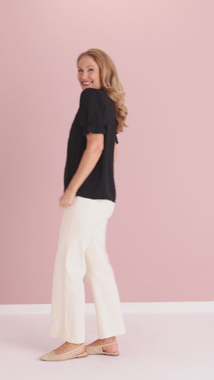 Sierra Top - Folk Floral Black