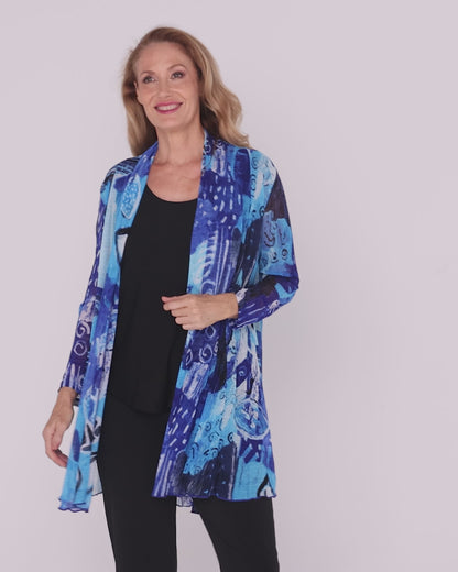 Naomi Mesh Jacket – Ocean Blue Abstract