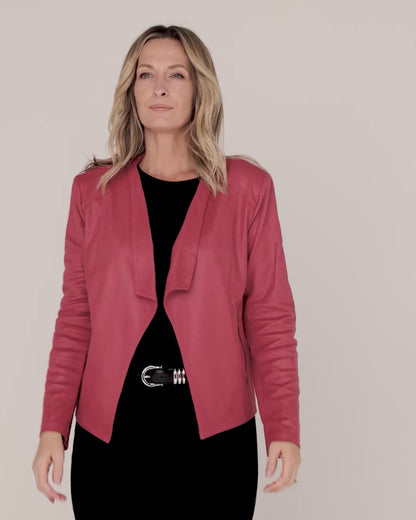 Gabby Faux Leather Jacket - Coral