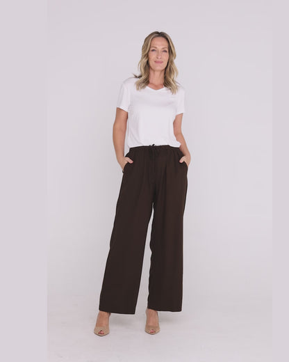 Sienna Wide Leg Pants - Chocolate