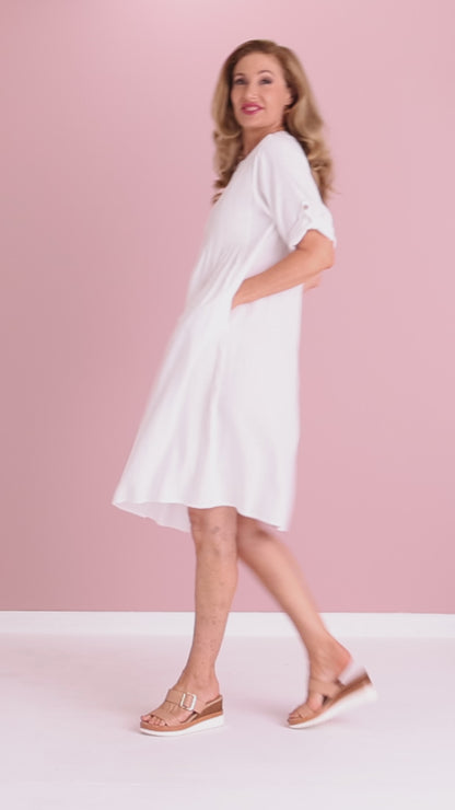 Melina Cotton & Linen Dress - White