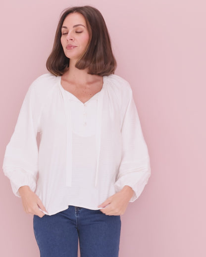Celestina Blouse - Ivory Shell
