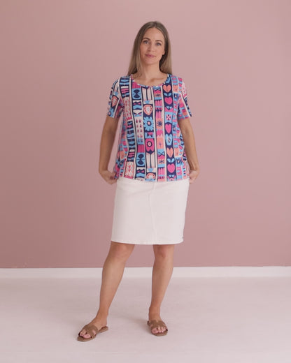 Belle Stretch Denim Skirt - White