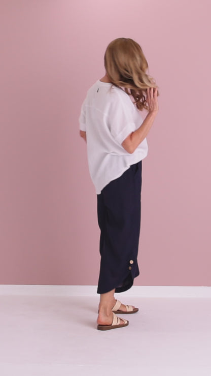 Cartia Linen Pants - Navy