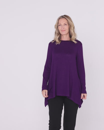 Andrea High Neck Swing Top - Purple