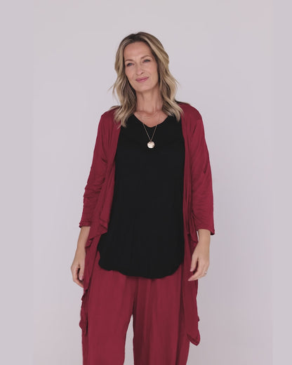 Teegan Crush Cardigan - Burgundy