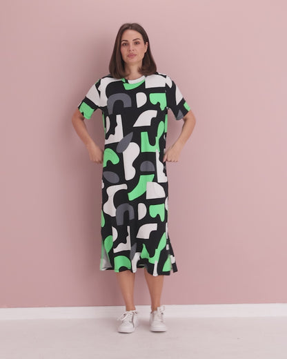 Stijl Cotton Tee Dress - Abstract Yardage Print