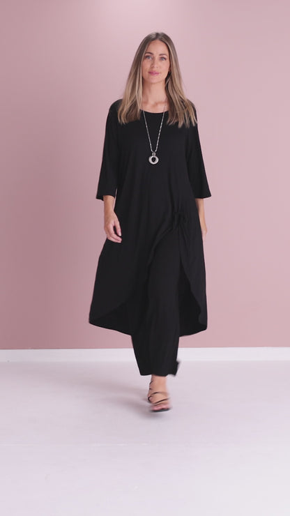 Ayana Smooth Tunic Top - Black