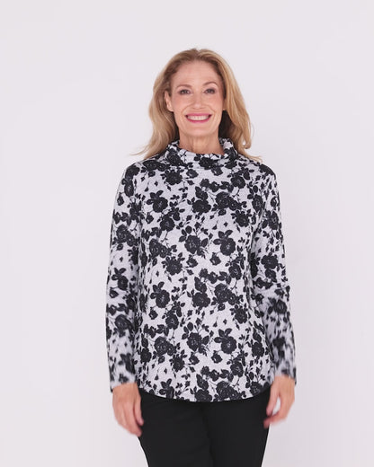 Tallarook Top - Grey Floral