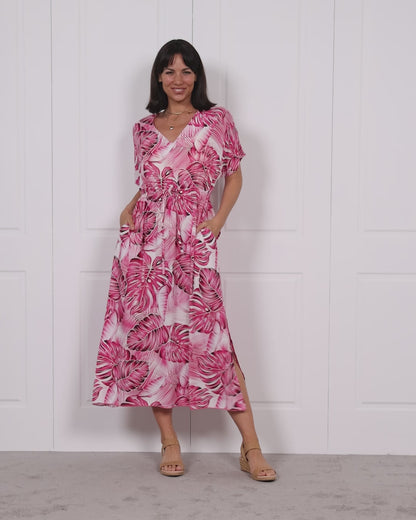 Sterling Dress - Pink Palms