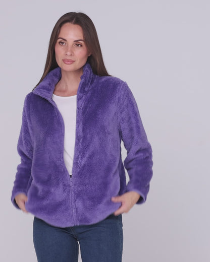 Harriet Fluffy Zip Jacket - Wisteria