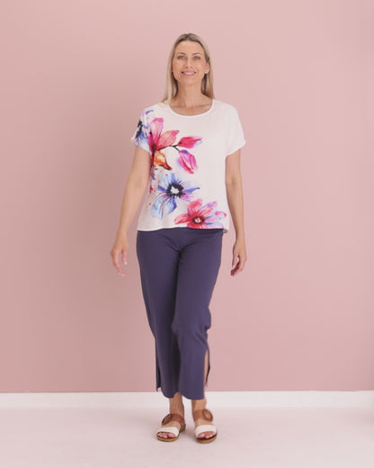 Fiona Placement Print Top - White