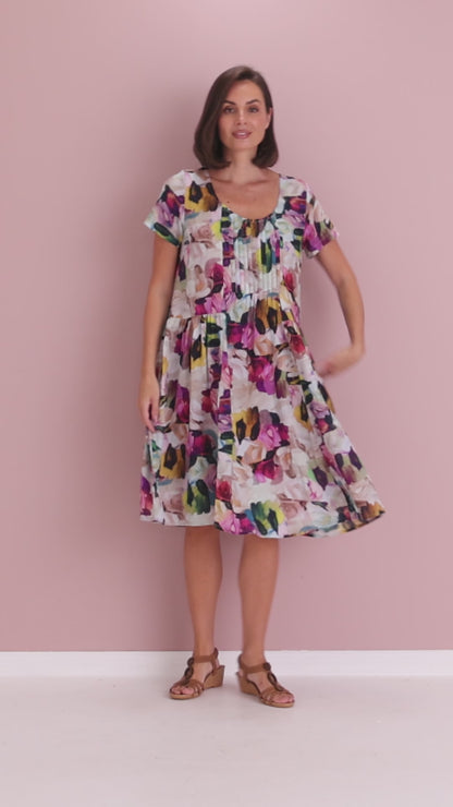 Emery Dress - Pastel Floral Painting