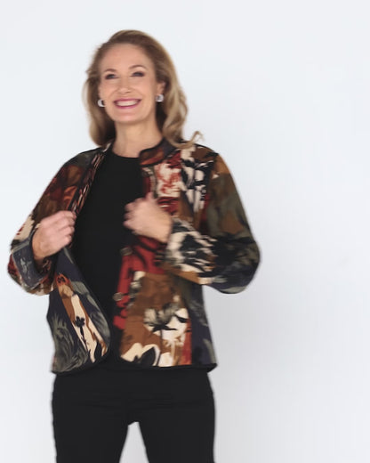 Dagomba Reversible Quilted Jacket - Brown Print