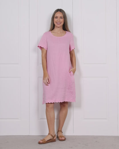 Lux Amalfi Linen Dress - Pink