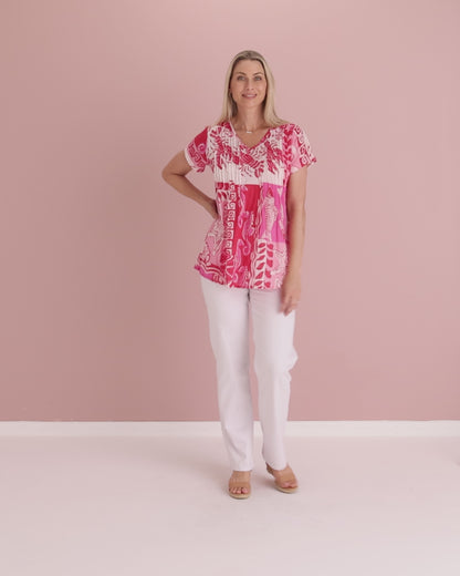 Kayla Cotton Top - Mono Sea Red