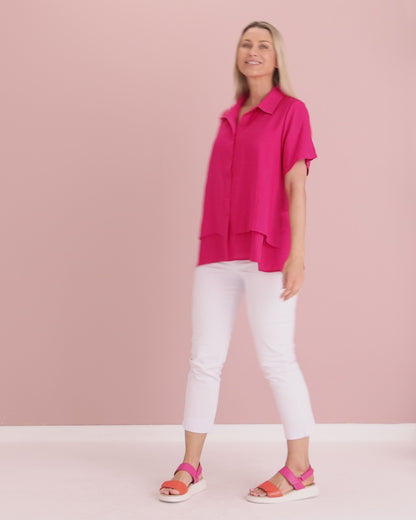 Tabitha Layered Shirt - Hot Pink