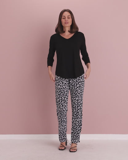 Gianna Printed Pants - White/French Navy Spot
