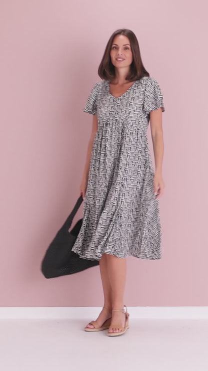 Brighton Dress - Monochrome Maze