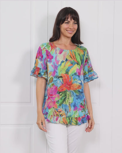 Kaylani Ruffle Top - Paradise Print