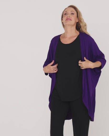 Bamboo Cocoon Cardigan - Eggplant