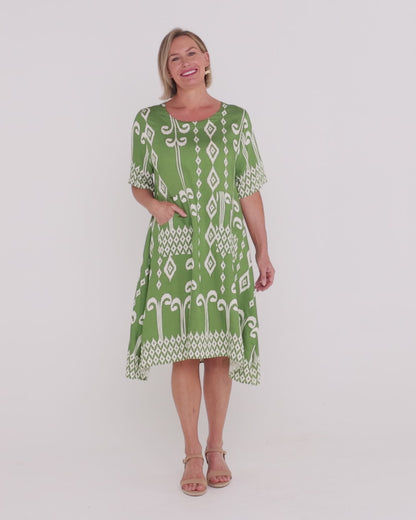 Roberta Dress - Green Tapestry