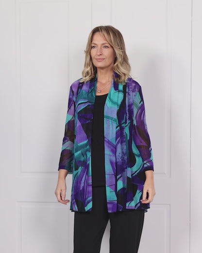 Naomi Mesh Jacket - Purple Abstract