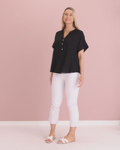 Gracie Cotton Muslin Top - Black