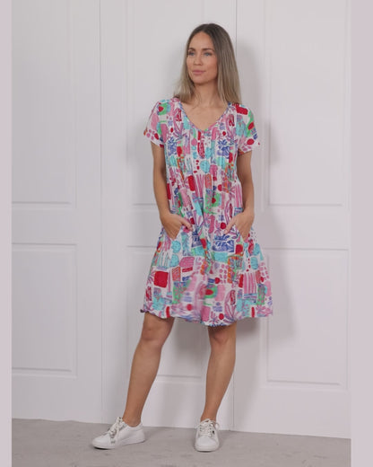 Nicola Dress  - Tropical Blocks