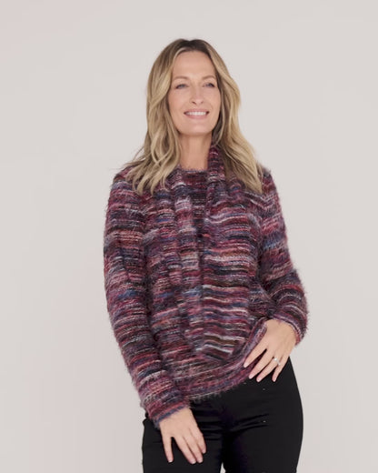 Lani Fluffy Knit Top & Snood - Purple