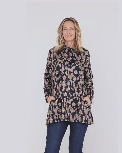 Lina Cowl Knit Tunic - Mocha Mirage